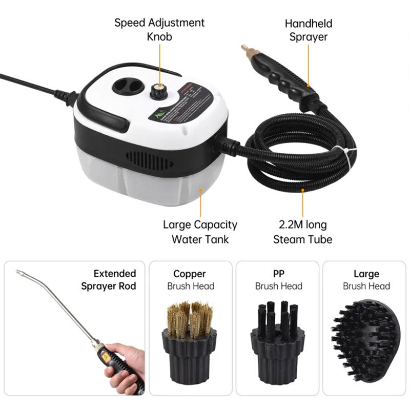 AC Steam Cleaner, Portable High Temp Steamer for Kitchen Grease, Range Hood, Glass & Home Appliance Disinfection