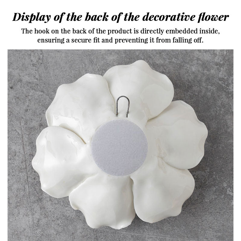 Ceramic 3D Wall Flowers - Hand-Painted Peony, Rose & Camellia Wall Decor for Wedding & Gift