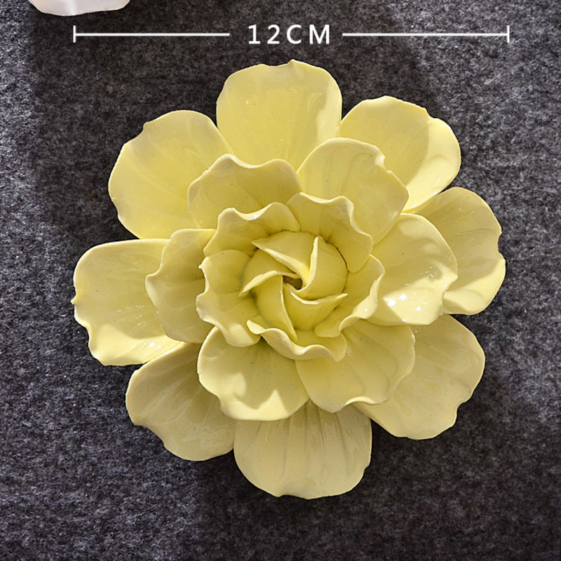 Ceramic 3D Wall Flowers - Hand-Painted Peony, Rose & Camellia Wall Decor for Wedding & Gift